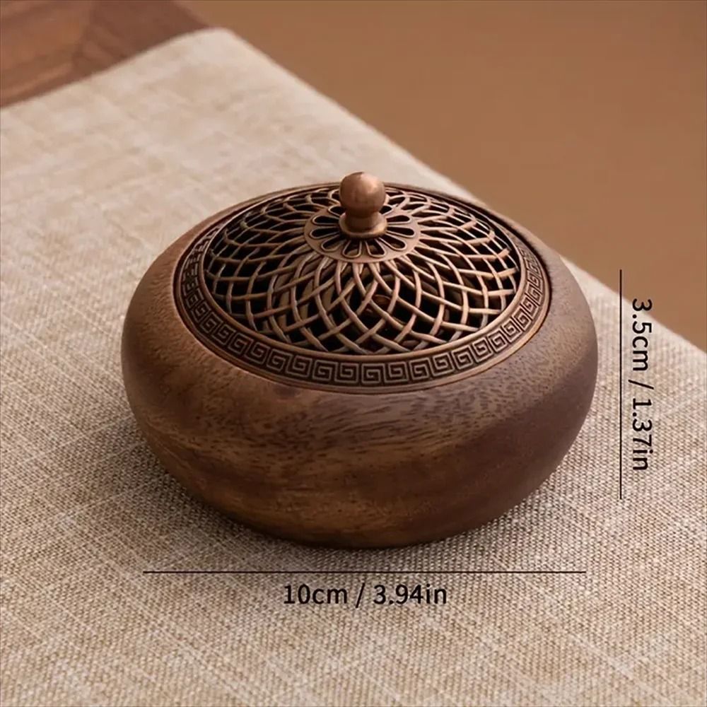 Walnut Wood Zen Incense Burner for Tea Ceremony and Meditation Decor