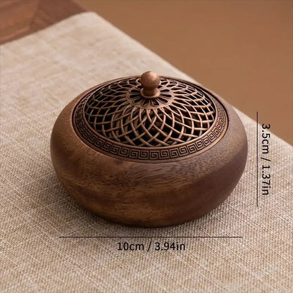 Walnut Wood Zen Incense Burner for Tea Ceremony and Meditation Decor