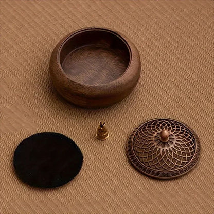 Walnut Wood Zen Incense Burner for Tea Ceremony and Meditation Decor