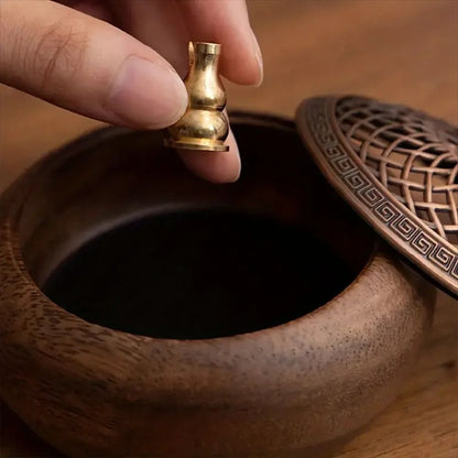 Walnut Wood Zen Incense Burner for Tea Ceremony and Meditation Decor