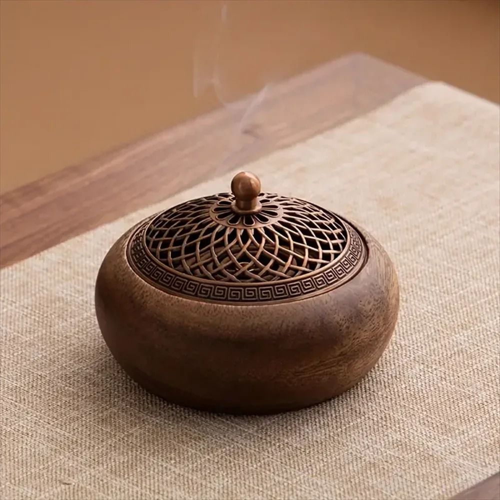 Walnut Wood Zen Incense Burner for Tea Ceremony and Meditation Decor