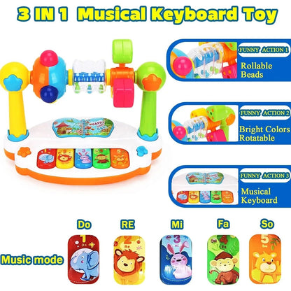 Rotating Light-Up Baby Piano Toy – Interactive Musical Learning Keyboard for Toddlers