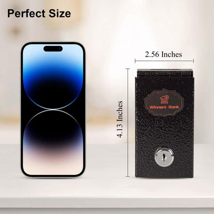 Mini Metal Cash Box with Key Compact Money Safe, Reusable Lock Box for Personal Use