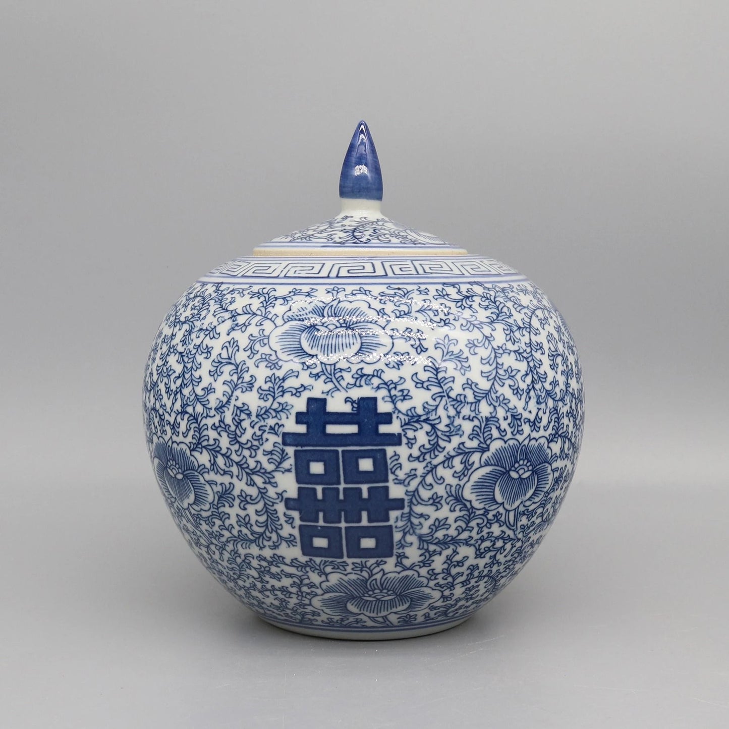 Blue and White Ceramic Jar Decorative Porcelain Vase Storage Canister Home Decor Accent