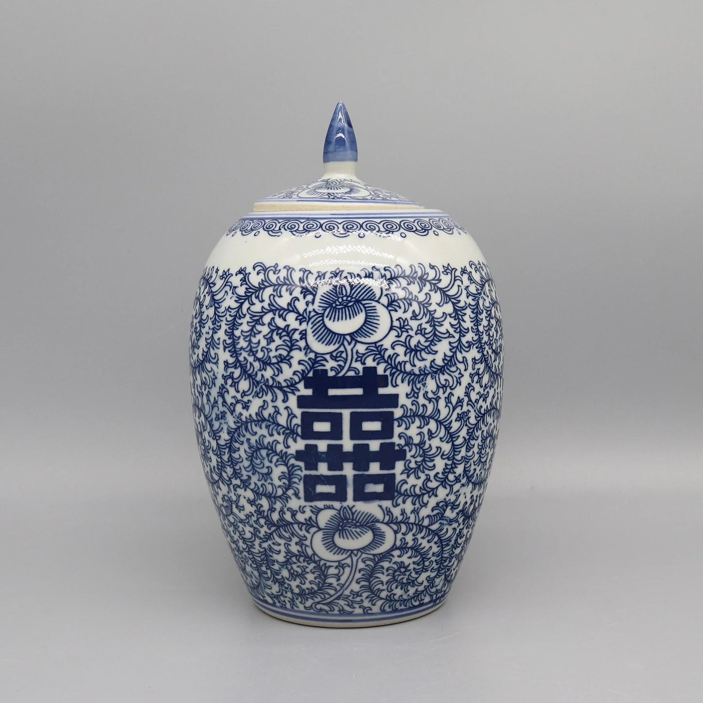 Blue and White Ceramic Jar Decorative Porcelain Vase Storage Canister Home Decor Accent