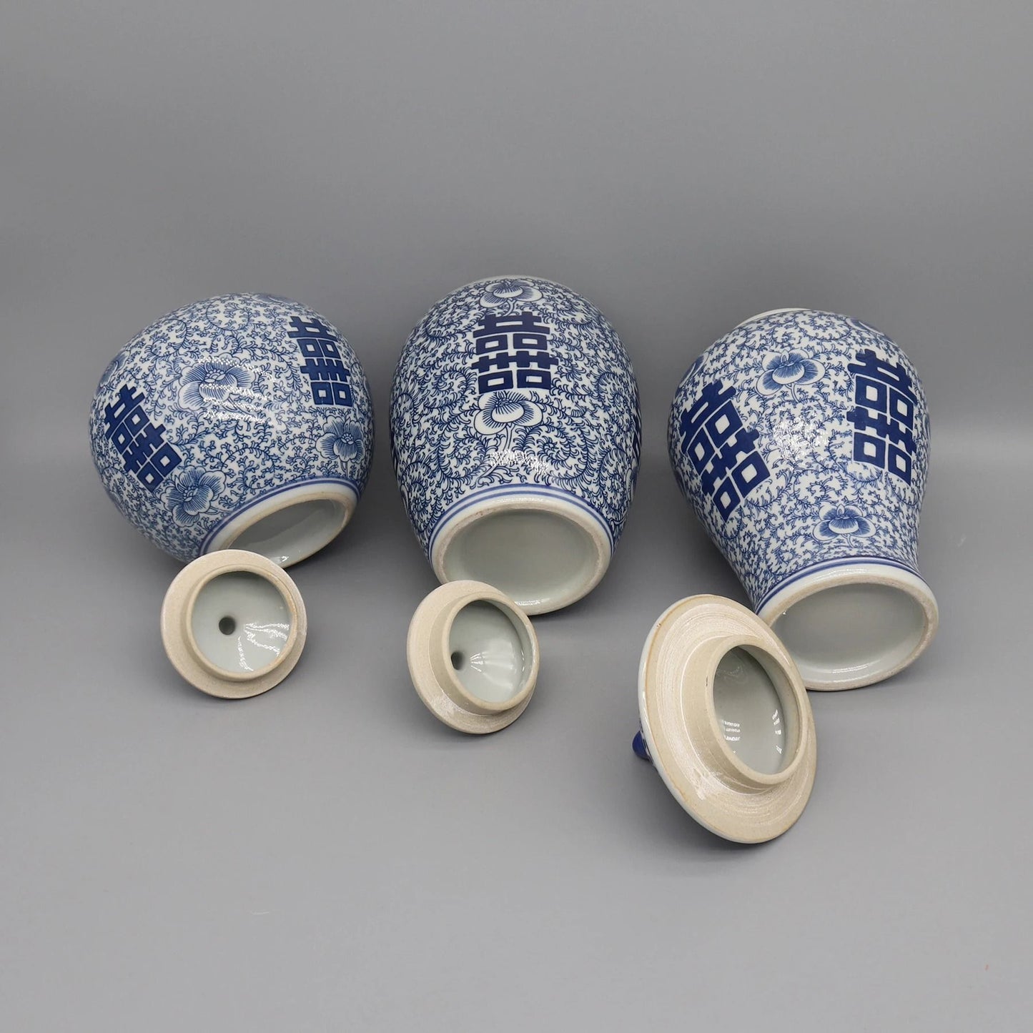 Blue and White Ceramic Jar Decorative Porcelain Vase Storage Canister Home Decor Accent