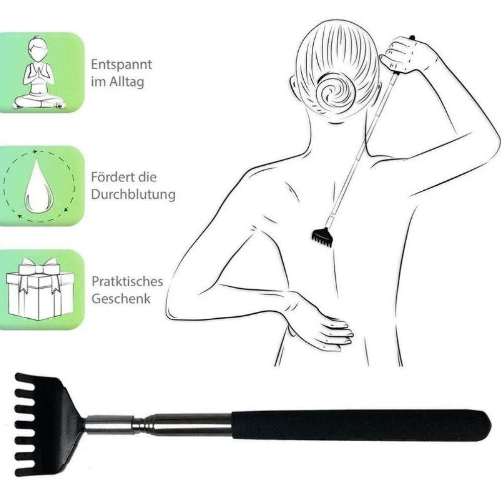Telescopic Back Scratcher with Carrying Bag, Stainless Steel Massager for Relaxation and Comfort