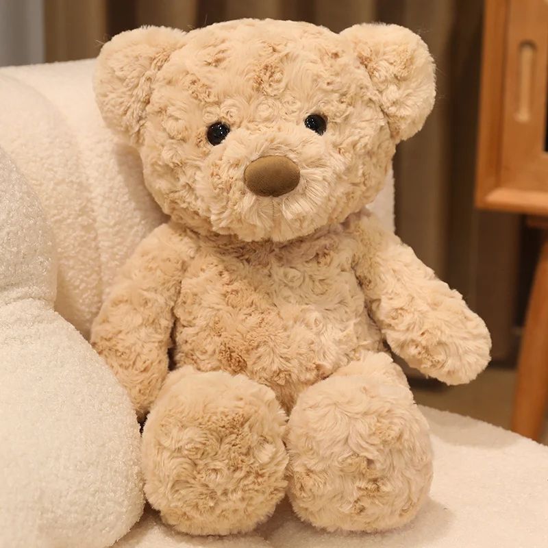 Curly Brown Teddy Bear Plush – Soft Stuffed Bear Toy for Kids & Cozy Room Decor