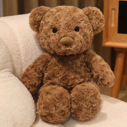 Curly Brown Teddy Bear Plush – Soft Stuffed Bear Toy for Kids & Cozy Room Decor