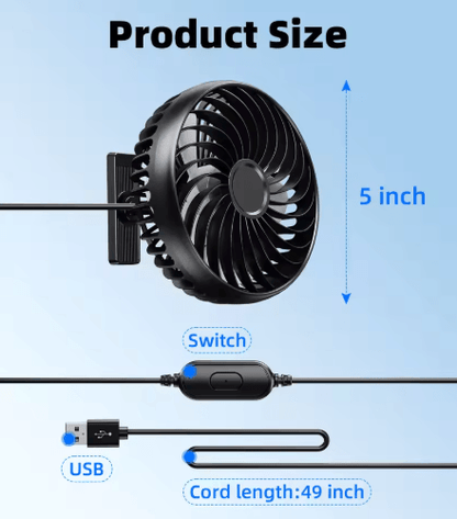 Hipacool Magnetic Golf Cart Fan – USB Powered 360° Rotating Portable Cooling Fan