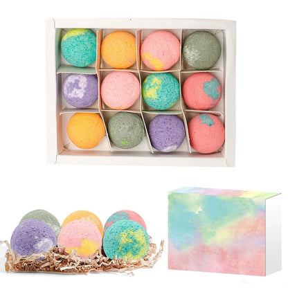 12pcs Organic Bath Bomb Gift Set – Handmade Essential Oil Bath & Foot Spa Bombs for Relaxation