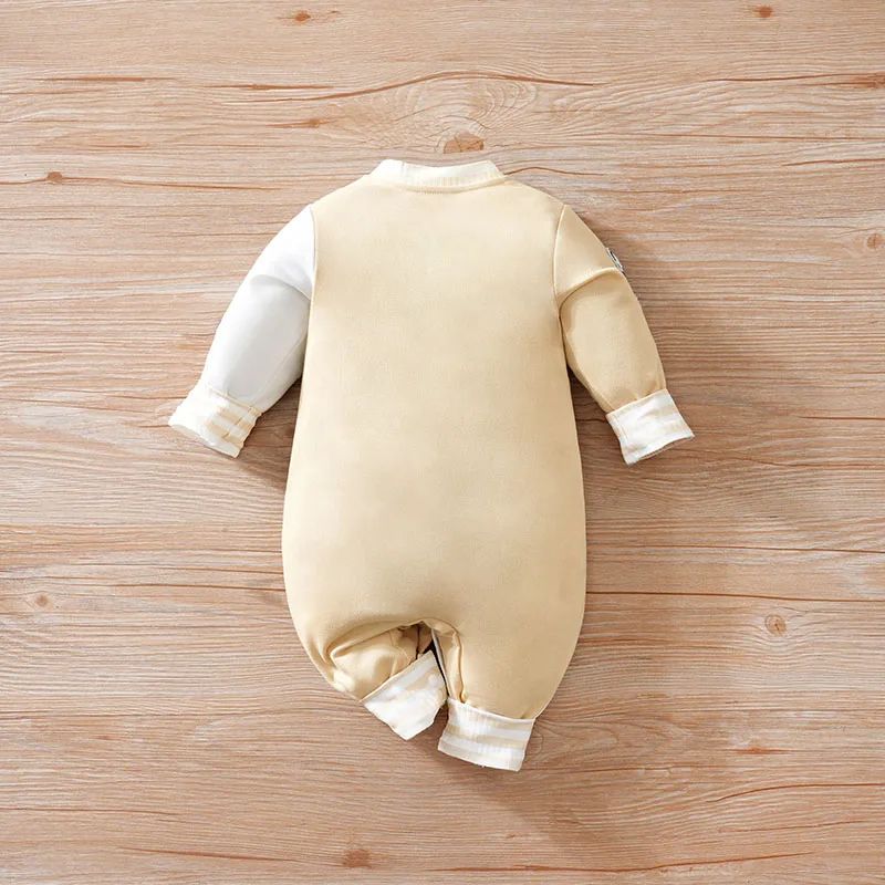 Cozy Cartoon Long Sleeve Baby Jumpsuit Baseball Romper for Spring & Fall