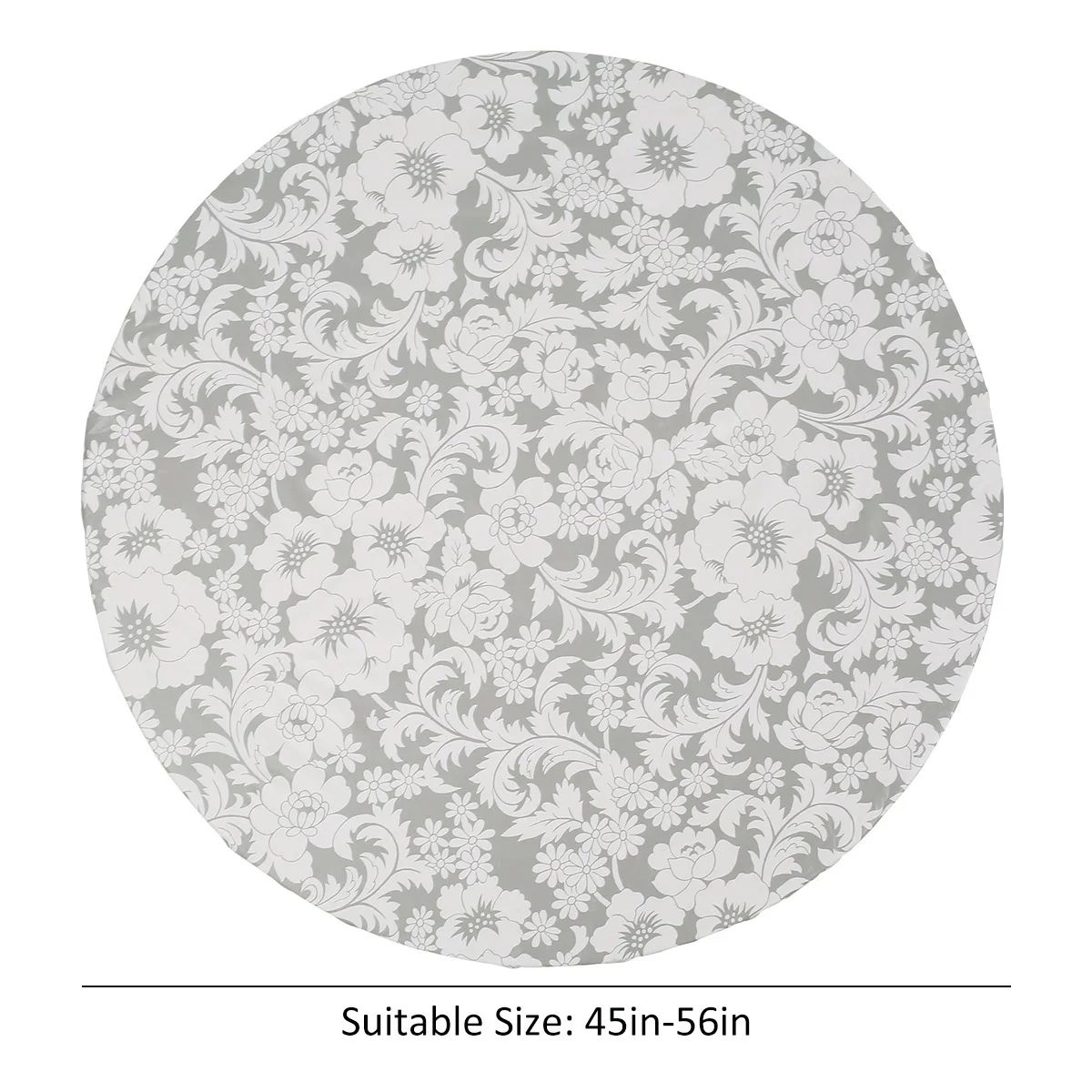 Waterproof Round Tablecloth Elastic Fixation Edged PVC Table Cover Flannel Backed Table Pad Oil-Proof for Dining Table K