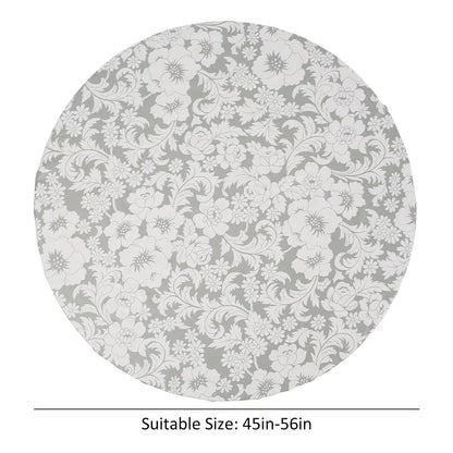 Waterproof Round Tablecloth Elastic Fixation Edged PVC Table Cover Flannel Backed Table Pad Oil-Proof for Dining Table K