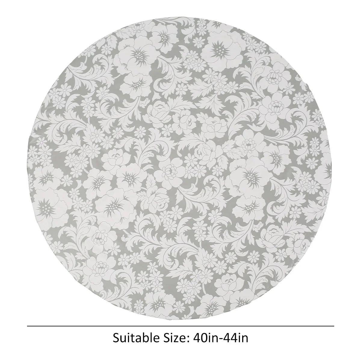 Waterproof Round Tablecloth Elastic Fixation Edged PVC Table Cover Flannel Backed Table Pad Oil-Proof for Dining Table K