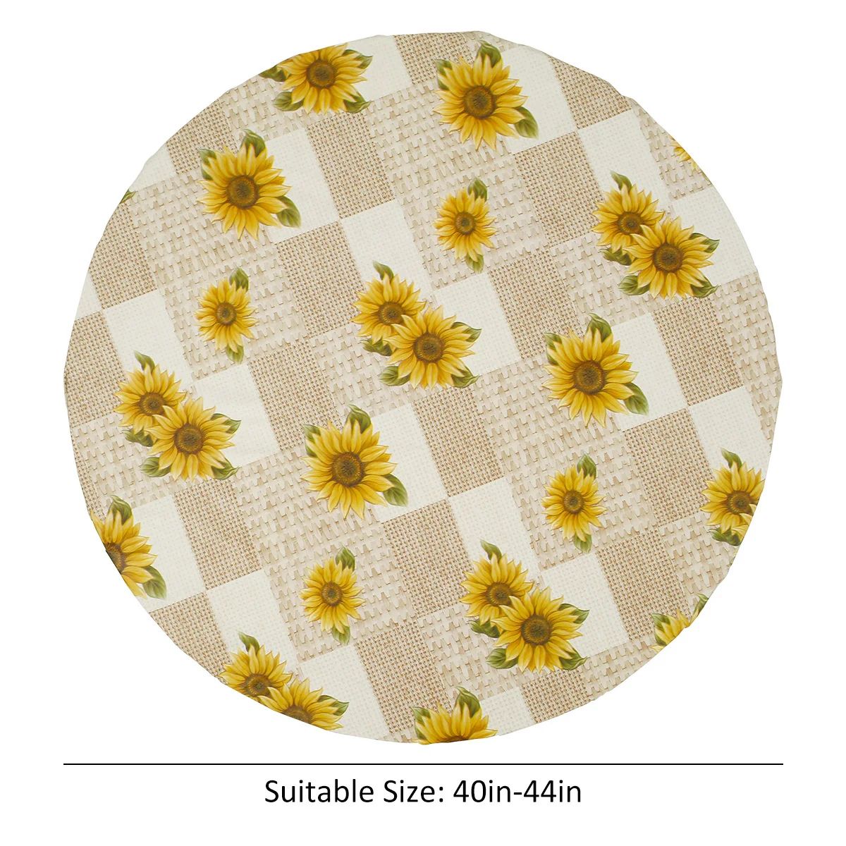 Waterproof Round Tablecloth Elastic Fixation Edged PVC Table Cover Flannel Backed Table Pad Oil-Proof for Dining Table K