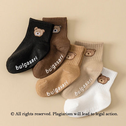 SoftGrip Baby Ankle Socks – 5-Pack non-slip baby socks with Cute Bear Design for All Seasons