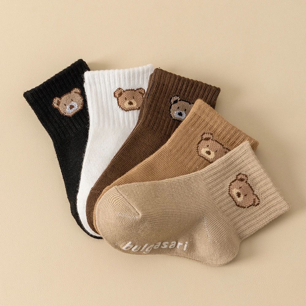 SoftGrip Baby Ankle Socks – 5-Pack non-slip baby socks with Cute Bear Design for All Seasons