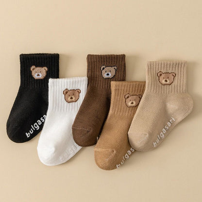 SoftGrip Baby Ankle Socks – 5-Pack non-slip baby socks with Cute Bear Design for All Seasons
