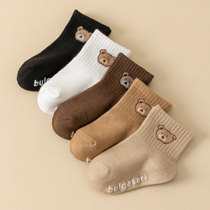 SoftGrip Baby Ankle Socks – 5-Pack non-slip baby socks with Cute Bear Design for All Seasons
