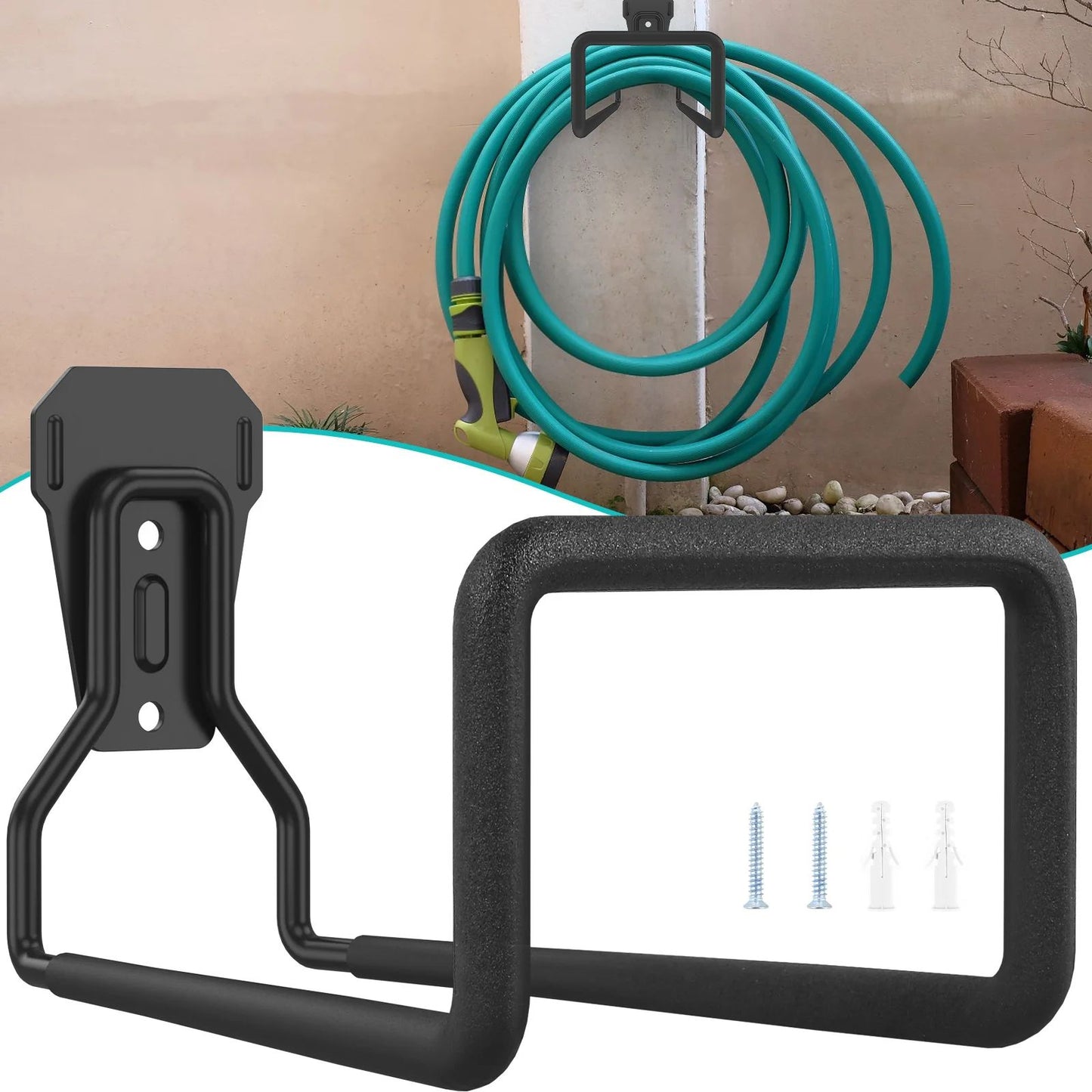 Heavy Duty Wall Mounted Garden Hose Holder Metal Hose Hanger for Outdoor Storage