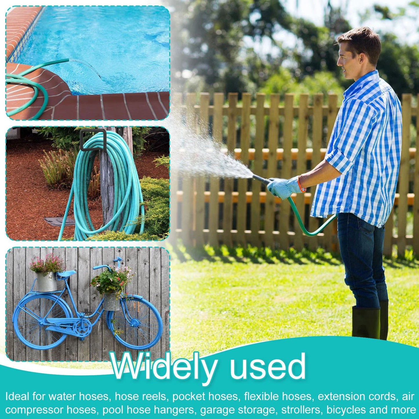 Heavy Duty Wall Mounted Garden Hose Holder Metal Hose Hanger for Outdoor Storage