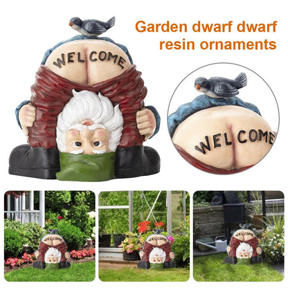 Funny Garden Statue Resin Yard Decor Animal and Gnome Sculpture Wall Mounted Outdoor Ornament