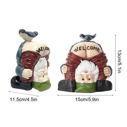 Funny Garden Statue Resin Yard Decor Animal and Gnome Sculpture Wall Mounted Outdoor Ornament