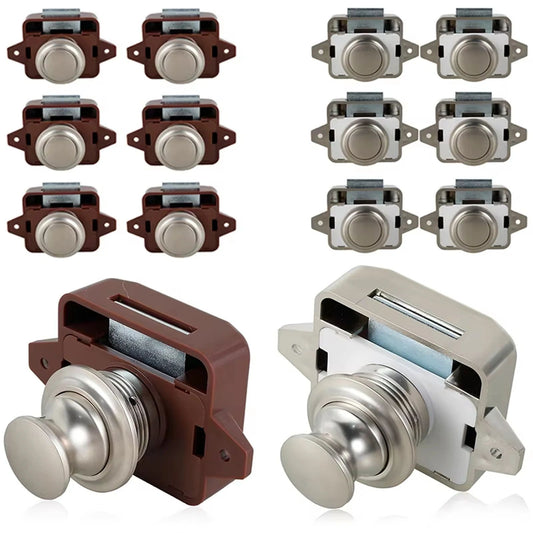 Push Button Cabinet Latch Set Keyless Door Catch for RV Drawers and Cupboards