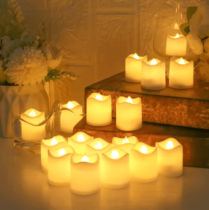 Flameless LED Candles Set – Warm White Battery Operated Tea Lights for Weddings, Holidays & Home Decor