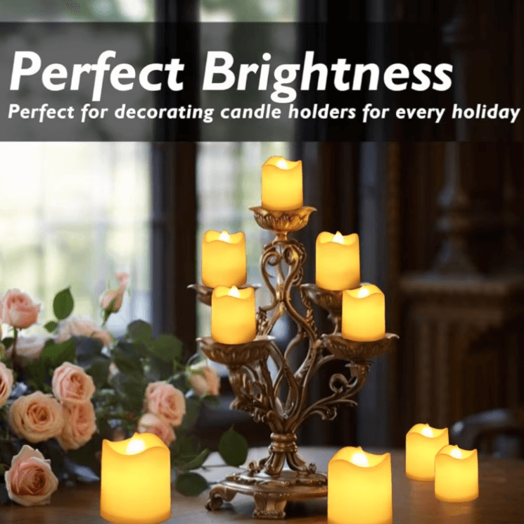 Flameless LED Candles Set – Warm White Battery Operated Tea Lights for Weddings, Holidays & Home Decor