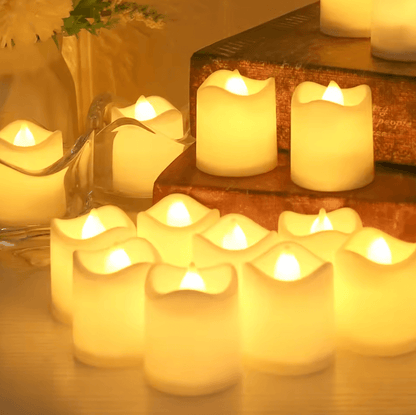 Flameless LED Candles Set – Warm White Battery Operated Tea Lights for Weddings, Holidays & Home Decor