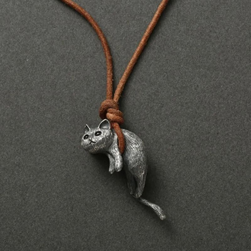 Cat Pendant Necklace Couple Necklace Set Cat Lover Jewelry Matching Necklace