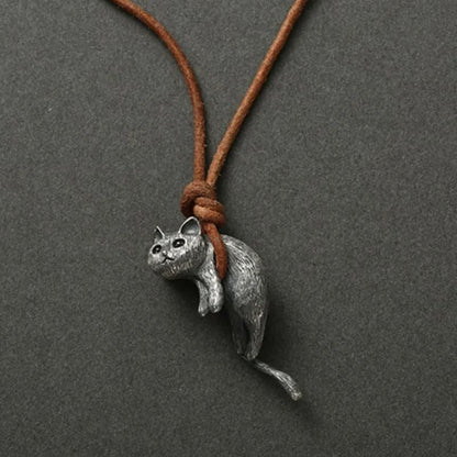 Cat Pendant Necklace Couple Necklace Set Cat Lover Jewelry Matching Necklace