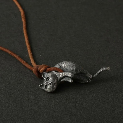 Cat Pendant Necklace Couple Necklace Set Cat Lover Jewelry Matching Necklace