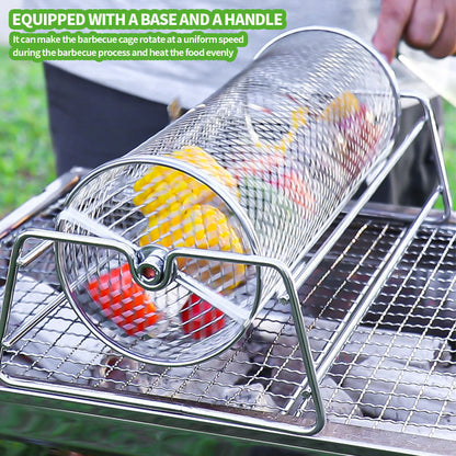 Stainless Steel BBQ Grill Basket Rotisserie and Mesh Roaster for Perfect Barbecue Cooking