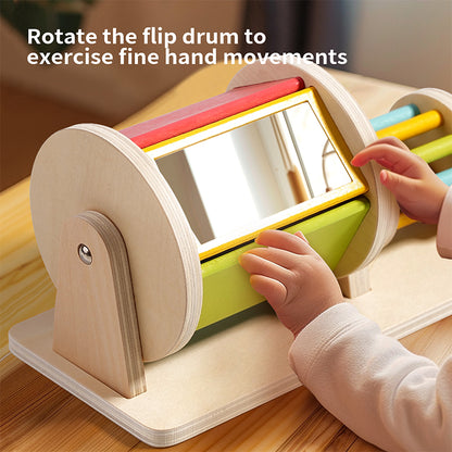 Montessori Wooden Spinning Drum Baby Toy for Early Development and Sensory Play