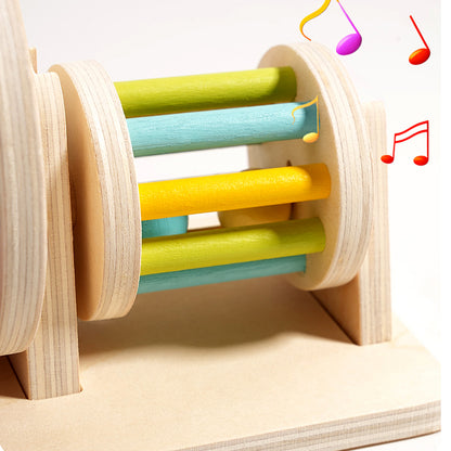 Montessori Wooden Spinning Drum Baby Toy for Early Development and Sensory Play