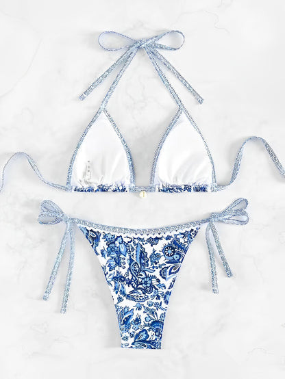 Halter Triangle Bikini for Women Summer Swimwear Set