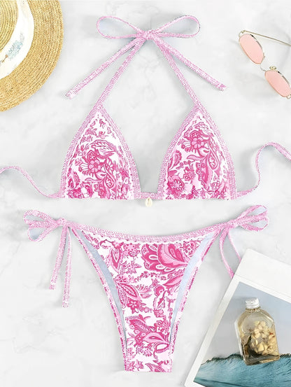 Halter Triangle Bikini for Women Summer Swimwear Set