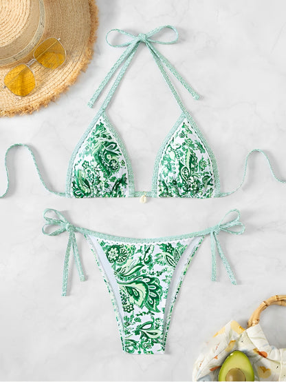 Halter Triangle Bikini for Women Summer Swimwear Set