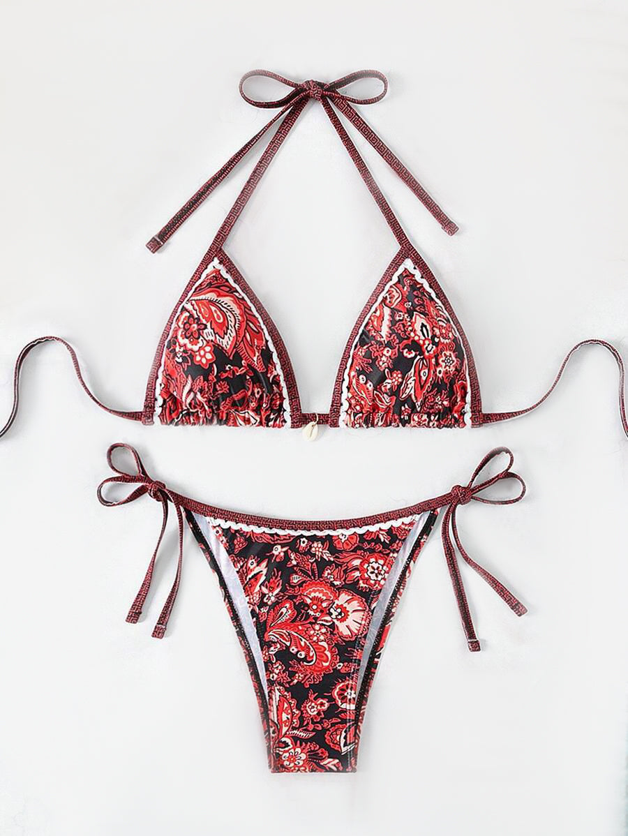 Halter Triangle Bikini for Women Summer Swimwear Set