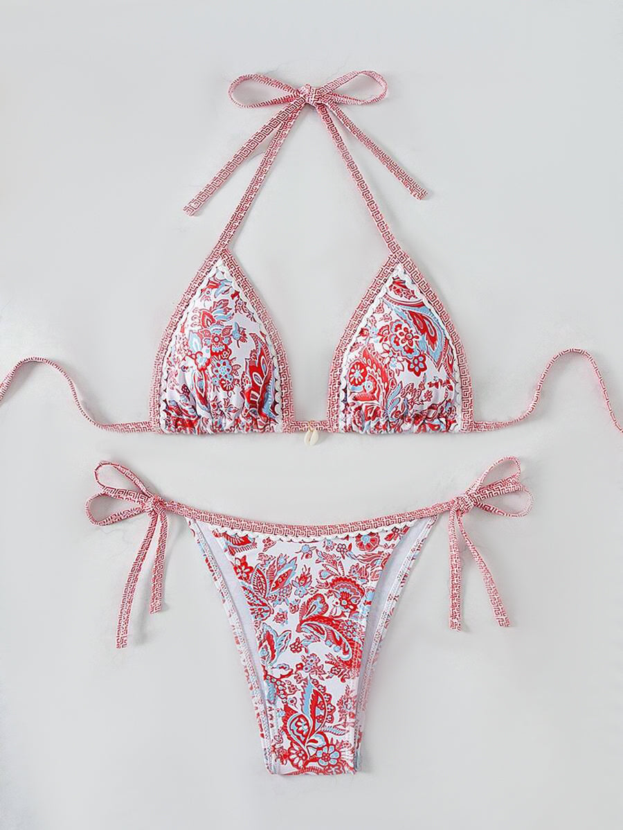 Halter Triangle Bikini for Women Summer Swimwear Set