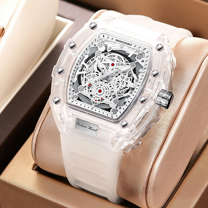 Stylish Mens Waterproof Transparent Sports Watch Quartz Watch Gift for Him