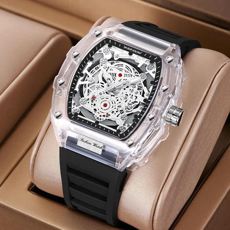 Stylish Mens Waterproof Transparent Sports Watch Quartz Watch Gift for Him