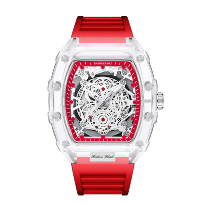 Stylish Mens Waterproof Transparent Sports Watch Quartz Watch Gift for Him