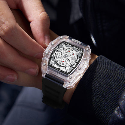 Stylish Mens Waterproof Transparent Sports Watch Quartz Watch Gift for Him