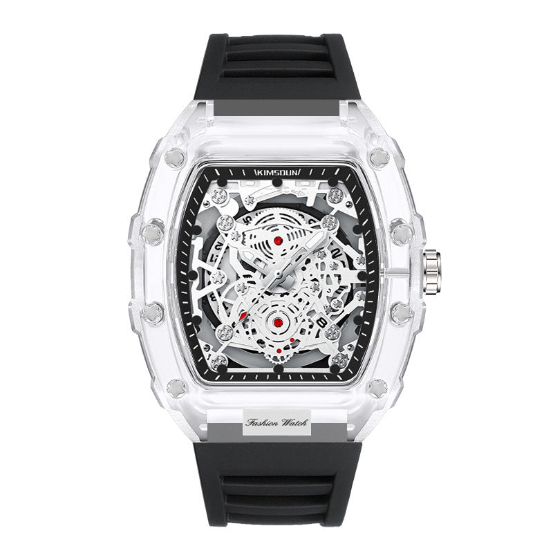 Stylish Mens Waterproof Transparent Sports Watch Quartz Watch Gift for Him