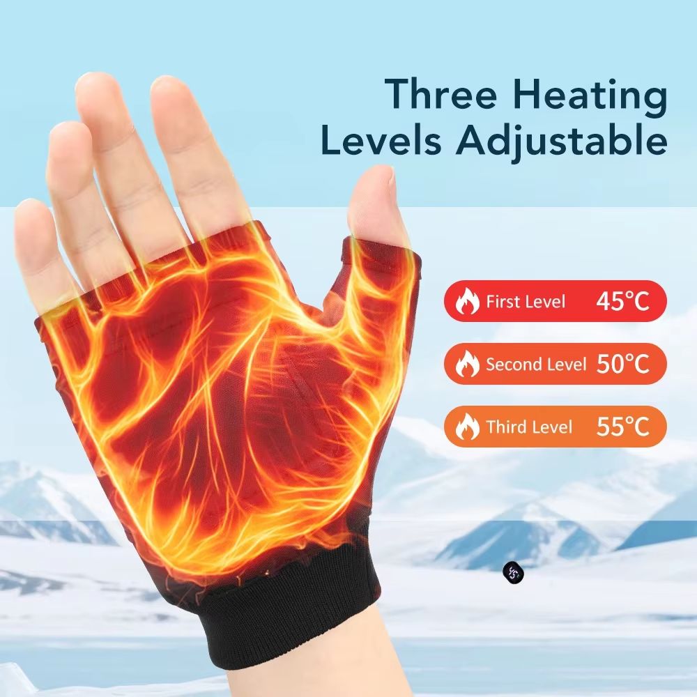 Rechargeable Heated Gloves with Touchscreen 360 Warmth Windproof Thermal Winter Gloves