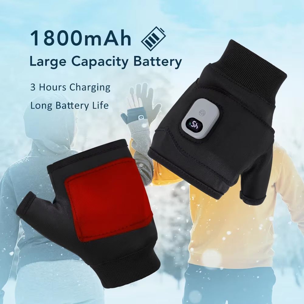 Rechargeable Heated Gloves with Touchscreen 360 Warmth Windproof Thermal Winter Gloves
